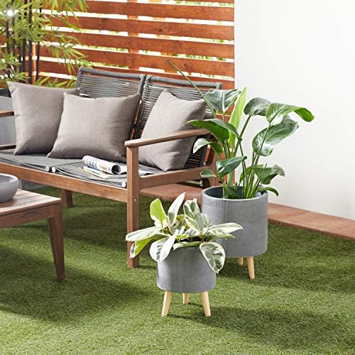 Deco 79 Magnesium Oxide Indoor Outdoor Planter Large Planter Pot with Wood Legs, Set of 2 Planters 13", 16"H, Gray - Image 2
