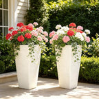 Autodaya 28" Plant Pots Tall Planters for Outdoor Plants Set of 2 with Tray - Image 2