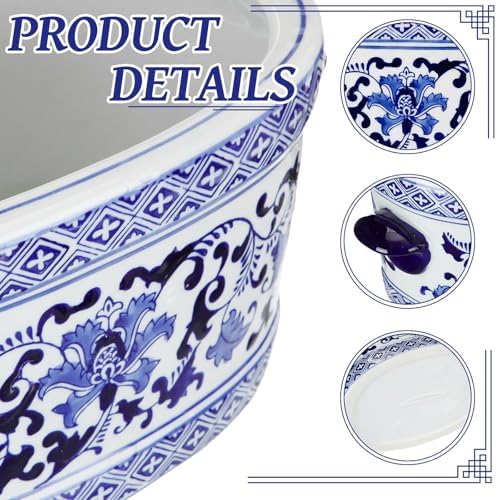 LemonRoad Blue and White Chinoiserie Ceramic Planter, Elegant - Image 6