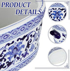 LemonRoad Blue and White Chinoiserie Ceramic Planter, Elegant - Image 6