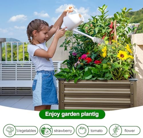 Land Guard Galvanized Oval Large Metal Raised Garden Bed with Legs for Vegetables (Beige) - Image 2