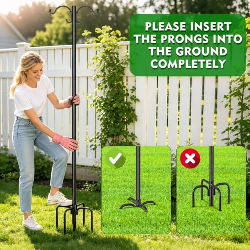 Squirrel-Proof Shepherd Hook for Outdoor, 104" Bird Feeder Pole - Image 6