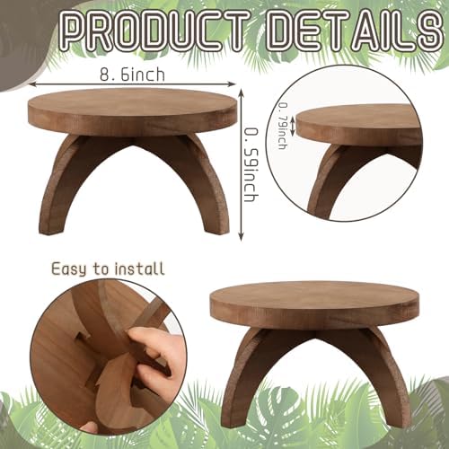 Novabright 2 Pcs Short Plant Stand Small Wood Plant Stool, Rustic Color - Image 3