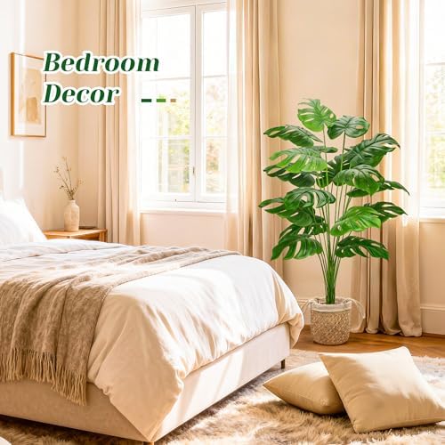 Der Rose 44" Tall Fake Plants, Artificial Tree in Straight Woven Basket - Image 5