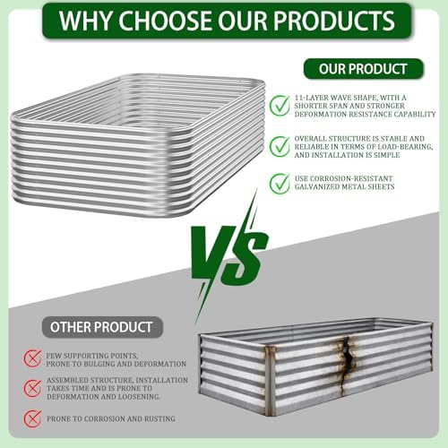 2 Pack Tall Galvanized Raised Garden Bed Outdoor, Metal Garden Bed for Vegetables, Above Ground Garden Box for Flower, Steel Raised Beds for Gardening - 3x2ft - Image 2