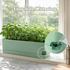 Party Zealot Window Boxes Planters, 5 Pack Self Watering Pots for Indoor Plants 17 Inch Rectangular Planter Rectangle Flower Pots Long Plant Pot Large Window Sill Herb Planter Box, Green - Image 4