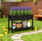 47 Inch Elevated Wood Raised Garden Bed with Storage Shelf, Black - Image 6