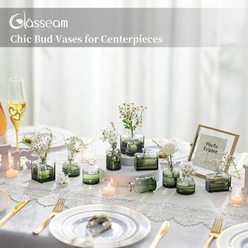 Glasseam Mini Glass Flower Vases: Set of 40 Small Green Bud Vases in Bulk - Image 5