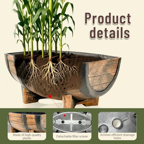 6 Set Whiskey Barrel Planter,16.14x11.8x7.28 Inch - Image 4