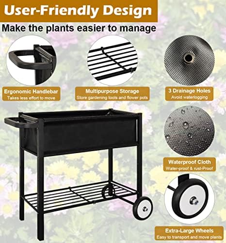 Koutemie Raised Garden Bed with Legs, Planter Box Outdoor with Wheels - Image 5
