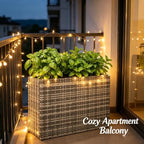 Raised Garden Bed Outdoor - 23in Tall Rattan Large Raised Planter Flower Bed, All-Weather Planter Box with 2 Drainage Holes for Planting Flowers Herb Vegetables Tomatoes, Herbs Strawberry - Image 3