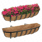 30 Inch 2 Packs Window Boxes Planters Railing Planter Box with Adjustable Brackets for Porch Fence Patio Balcony Hanging Flower Baskets with Coco Liners for Outdoor Garden Décor(30IN/2Packs) by Unknown