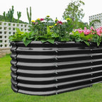 Land Guard Galvanized Planter Raised Beds, 6×3×2ft Galvanized Water Trough, Keyhole Raised Garden Bed Metal (Dark Gray) - Image 6