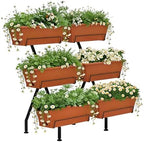 Vertical Garden Planter 3 Tier Vertical Raised Garden Bed Standing Garden Planters with 6 Container Boxes Elevated Garden Planters Indoor Outdoor Herb Planter for Flowers Vegetables Plants, Brick Red by ETELI