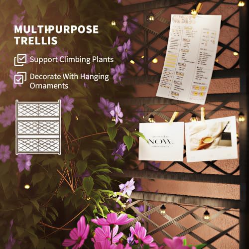 Outsunny Raised Garden Bed with Trellis, Wicker Storage Planter, Black - Image 4