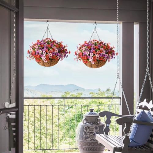Artificial Hanging Flowers Basket for Outdoor, UV Resistant Plants Daisy - Image 5