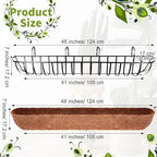 Tessco for you 4 Pack 48 Inch Window Baskets with Coconut Liner 4 Adjustable Flower Brackets Window Deck Planters Boxes Railing Planter Metal Hanging Flower Planter for Indoor Outdoor Lawn - Image 2
