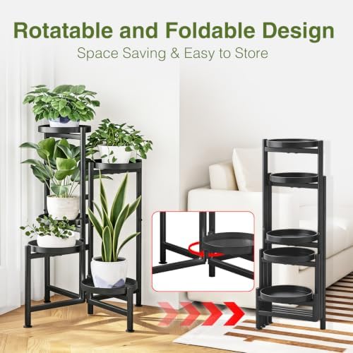 5 Tier Plant Stand Indoor Outdoor Corner Tall Metal Flower Shelf - Image 2
