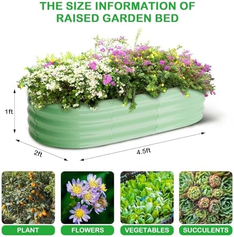 GarveeLife 2 Pcs 4.5x2x1ft Oval Raised Garden Bed, Galvanized Raised Beds,Open-Ended Base Metal Raised Planter Beds,Garden Bed Outdoor,Planter Raised Boxes for Vegetables, Flowers,Tool-Free Asse,Green - Image 2