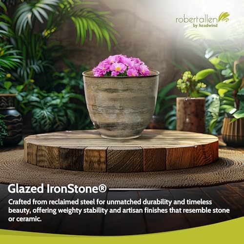 Headwind Glazed Ironstone Hamilton Collection Decorative Plant Pot – 10" Sandstone Beige Pot – Lightweight & Durable with Drainage Flower Pots for Indoor Plants & Outdoor Planter Use by Robert Allen - Image 4