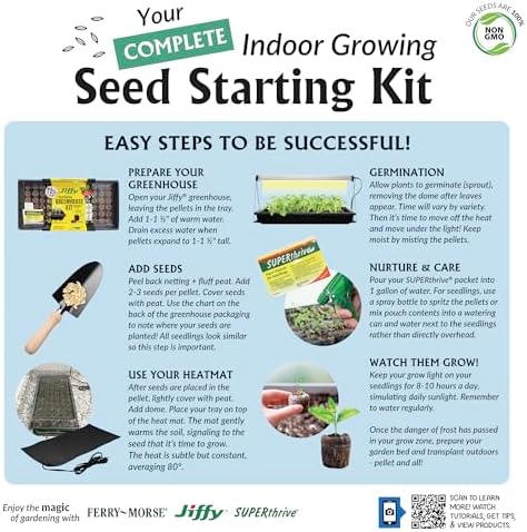 Ferry Morse Your Complete Indoor Seed Starting Kit Including Heat Mat, T5 Grow Light Fixture, and 72 Cell 36mm Pellet Seed Starter Greenhouse Kit - Image 3