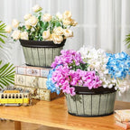12 Pcs Wall Hanging Planters Outdoor Wine Barrel Planter Distressed Oak Thickened Plastic Water Storage Flower Pots for Plants Flower Indoor Outdoor Railing Fence (Green Color,10 Inch) - Image 6