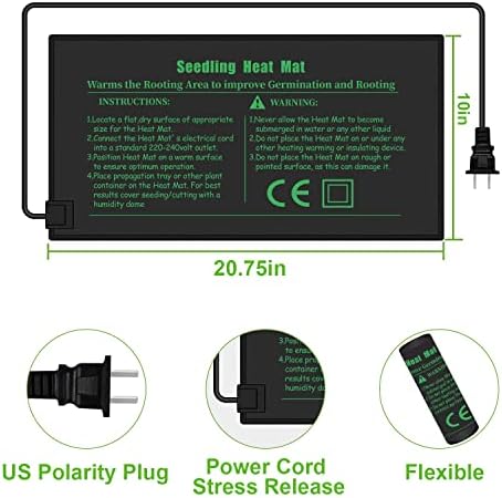 Seedling Heat Mat with Thermostat 40-108 Degrees Fahrenheit Warming Pad, Warm Hydroponic Heating Pad with Controller for Germination, 10" x 20.75" UL & MET-Certified - Image 2
