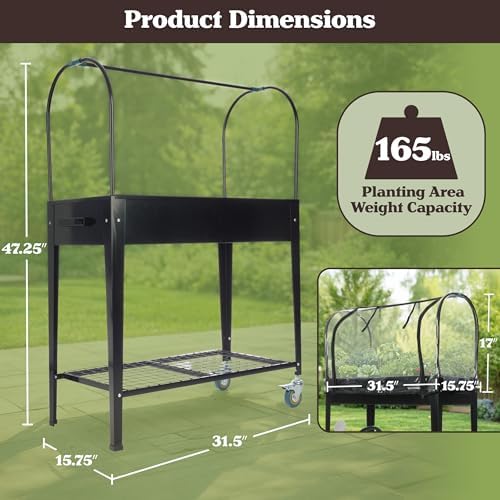 Pure Garden Raised Garden Bed with Cover, Black, 31.5” x 15.75” x 47.25” - Image 6