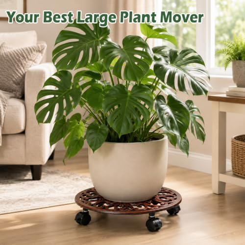 1 Pack 14 In Rolling Plant Stand with Wheels Metal Plant Caddy with Wheels - Image 5
