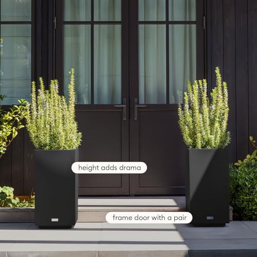 Veradek Block Series Pedestal Planter - Tall Rectangular Outdoor Planter - Image 4