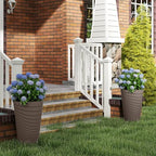 GIANTEX 18" Tall Flower Pot Set 2, Modern Decorative Planter Pots, Brown - Image 2