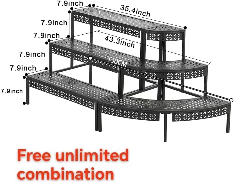 3 Tier Metal Plant Stand,Rectangle or Round Decorative Flower Step,Garden Shelf Flower Pot Holder Storage Organizer Rack for Indoor Outdoor Use - Image 6
