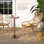 Solid Wood Round Pedestal Side Table with Tray-Top Rim – Bobbin Turned Accent End Table for Living Room, Bedroom – Compact Small Round Drink Table with Stable Base, Nightstand with Solid Table Wood - Image 2