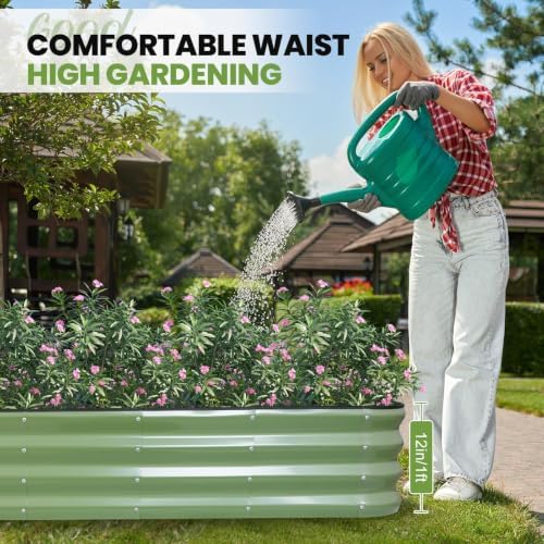 G GOOD GAIN Raised Garden Beds Outdoor, 5-in-1 Modular Metal Planter, Green - Image 4