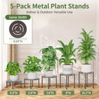 LASZOLA Small Plant Pot Stand Indoor Outdoor Planter, 5-Pack Metal Brown - Image 2
