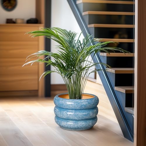 SQOWL 10 Inch Planter Pot - Ceramic Plant Pot with Drainage Hole Planter for Indoor Plants Large Flower Pot Decorative Plant Pot Outdoor Planter for Porch Decor Blue - Image 6
