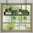 Ceiling Hanging Planter Flower Pot Display Rack Hanging Plant Holder, Indoor Plant Pots, Wall/Window Plant Hanger Indoor Herb Garden, Wood and Metal (Size : 60x25x15cm) - Image 6