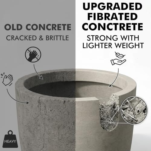 Kante Set of 3 Weathered Concrete Capsule Round Planters for Modern Home - Image 3