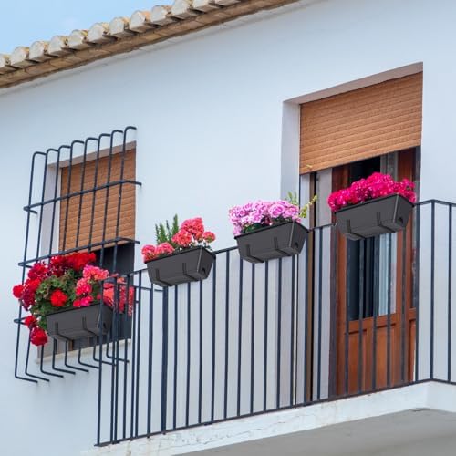 4 Pack 17 Inch Deck Railing Planter Boxes Adjustable Window Boxes Planters - Image 4