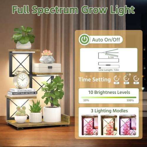 LASZOLA Plant Stand Indoor Tabletop Shelf Small for Desk, Wooden Brown - Image 5