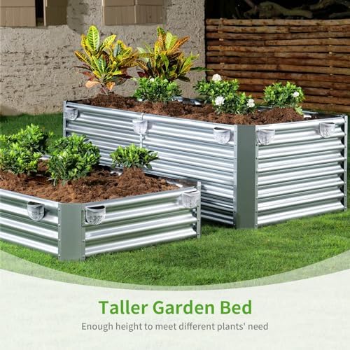 Land Guard Metal Raised Garden Bed for Gardening, 8x4x1.5ft Galvanized Raised Garden Bed, Planter Boxes Outdoor for Vegetables, Fruits and Flowers (Silver) - Image 5