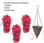 Ivydale Bougainvillea Artificial Hanging Fake Flowers with Basket for Outdoors Decoration, Faux Silk Flowers UV Resistant Fake Plants Long Vines Realistic for Outside Front Door Porch Patio, Red Pink - Image 5