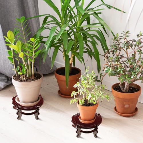 Geetery 2 Pcs 4–12 in Oriental Wooden Plant Stand Indoor Vase Stand, 8 in - Image 6