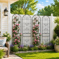 4-Pack 87" x 20" Ornate Scrollwork Arch Black Metal Garden Trellises by Ultym