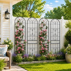 4-Pack 87" x 20" Ornate Scrollwork Arch Black Metal Garden Trellises by Ultym