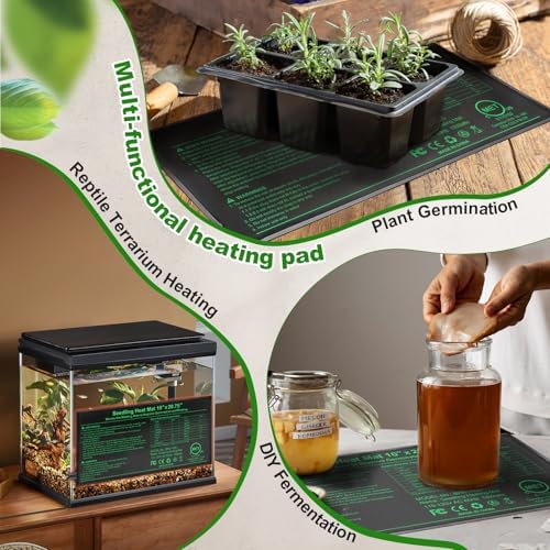 Seedling Heat Mat with Built-in Temperature Controller (2 Pack), 10" x 20.75" Plant Heating Pad with Thermostat for Indoor Seed Starting Germination Hydroponics Waterproof - Image 3