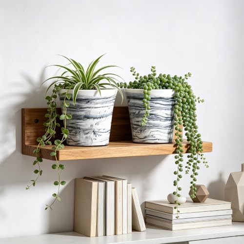 6 Inch Marble Resin Plant Pot with Drainage Hole cone Decor Flower Planter - Image 5