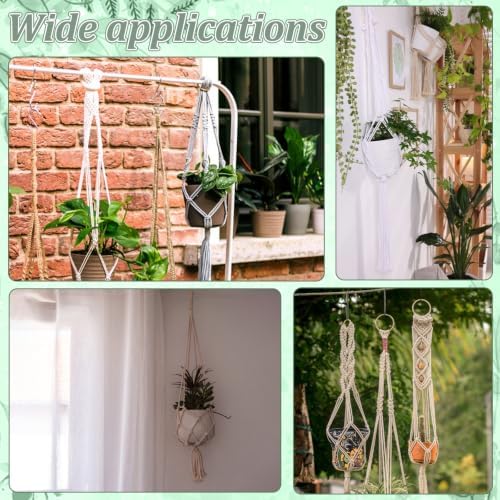 6Pcs Jute Crochet Long Plant Hanger for 4.72 to 7.09 Inch Pots, 6 Colors Polyester Macrame Plant Holder Hanging Planter Basket with Tassel for Indoor Outdoor Home Decor - Image 7