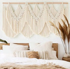 Macrame Wall Hanging Wedding Hanger Tassel Knotting Boho Decor 47"W*25"L by IOWER