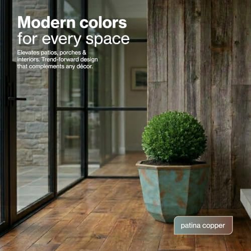 GROWSCAPE Shaina Resin Planter, Pottery Finish Garden Pot,15” Patina Copper - Image 4